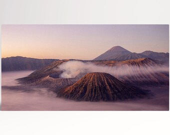 Mt Bromo Volcano Indonesia PETA Approved Eco Leather Canvas Triptych or Single Art