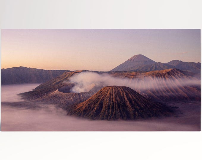 Mt. Bromo Volcano Indonesia Wall Art Canvas Wall Art PETA Approved Vegan Leather Print