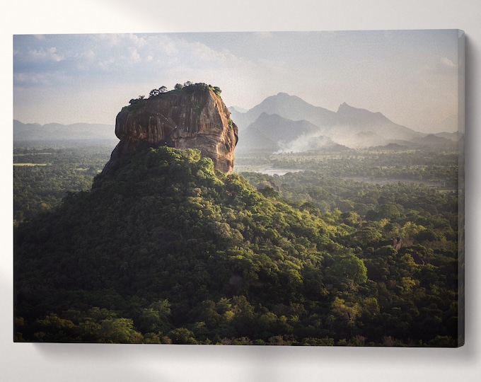 Sigiriya Lion Rock Fortress Sri Lanka Wall Art Canvas Eco Leather Print, Made in Italy!