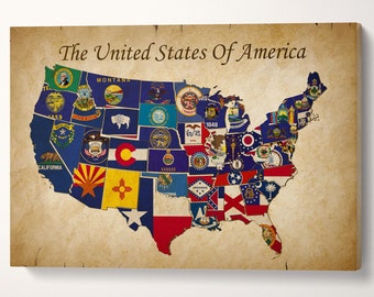 Push Pin US Political Map: Vintage Style Vegan Leather Print