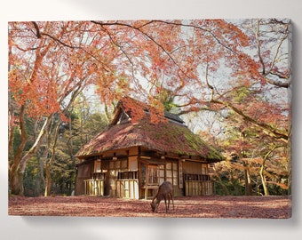 Nara Deer Harmony PETA Approved Faux Leather Canvas Wall Art