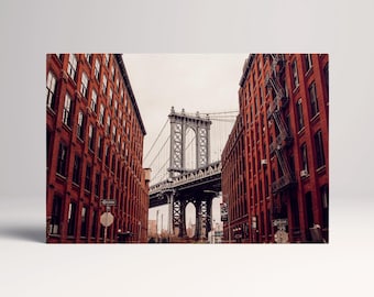 DUMBO Brooklyn Bridge PETA Approved Faux Leather Canvas Wall Art