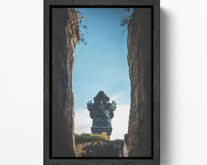 Garuda Wisnu Kencana statue Bali Canvas Wall Art Home Decor Eco Leather Print, Made in Italy!