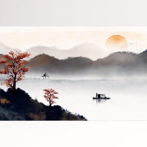 Illustrazione artistica alba Cinese stampa su ecopelle Made in Italy