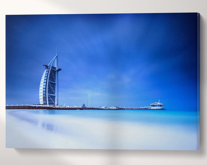 Burj Al Arab Hotel Dubai Canvas Eco Leather Print, Made in Italy!