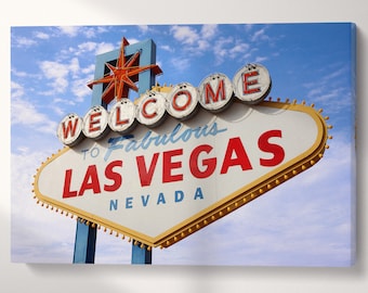 Las Vegas Sign Canvas Art: Vegan Leather Eco Print