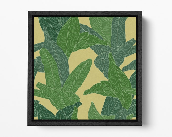 Banana Leaf Set Canvas Wall Art Eco Leather Print, Made in Italy!