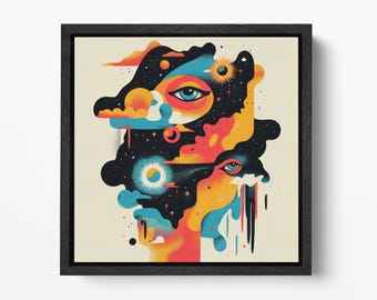 Dadaism Celestial Abstract Eco Leather Wall Art Frame