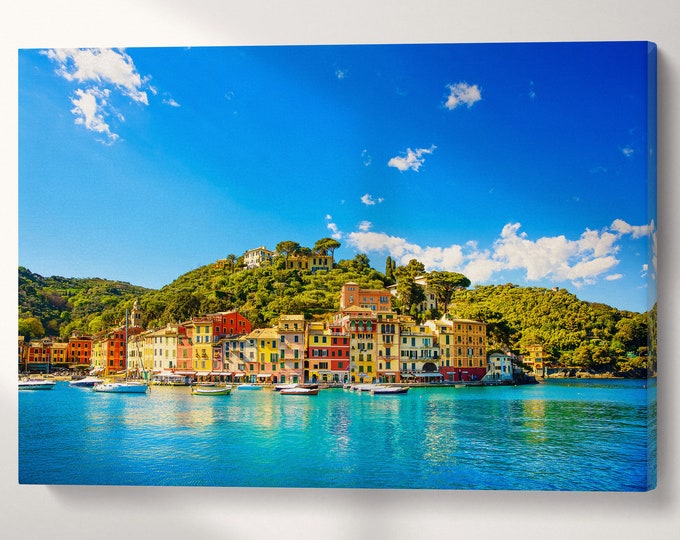 Portofino Genova Liguria Italy Canvas Eco Leather Print, Made in Italy!