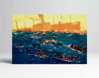 The Sinking of USS President Lincoln Fred Dana Marsh Vivid Reproduction Eco Leather Wall Art