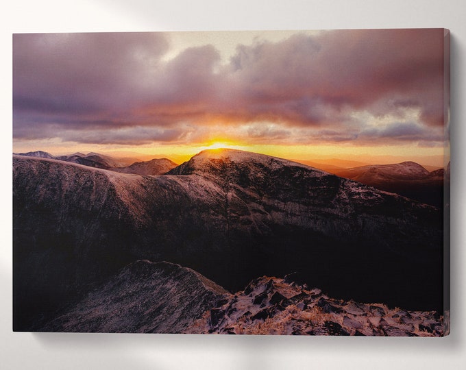 Ben Nevis Fort William Scotland UK Canvas Eco Leather Print, Made in Italy!
