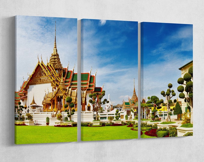 The Grand Palace Bangkok framed canvas leather print/Large Thailand print/Large wall art/Bangkok print/Made in Italy/Better than canvas!