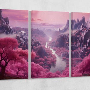 Valle Incantata dei Fiori di Ciliegio canvas stampa su tessuto ecopelle Made in Italy