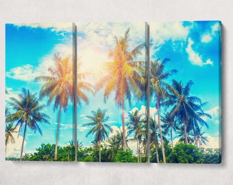 Tropical Palm Escape PETA Approved Faux Leather Canvas Wall Art