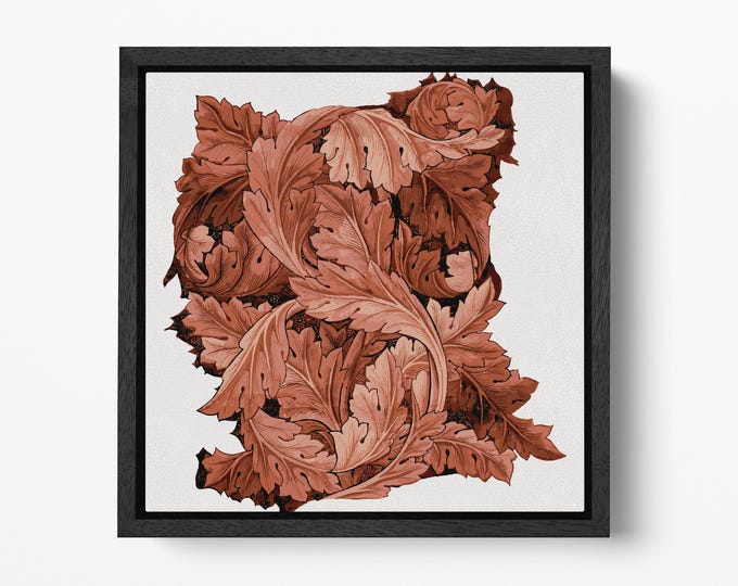 Acanthus by WIlliam Morris Vintage Botanical Wall Art Square Canvas PETA-approved Vegan Leather Print