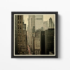 42nd Street New York Buildings Vintage Filter Canvas Wall Art Eco Leather Print, Made in Italy!
