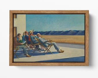 People in the Sun by Edward Hopper Reproduction Framed Wall Art Canvas Eco Leather Print