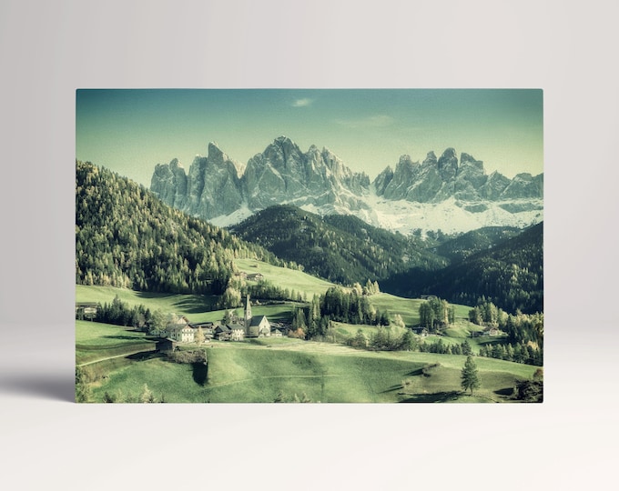 Santa Maddalena Val di Funes Dolomiti canvas eco leather print