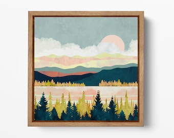 Golden Forest Nordic Style PETA Approved Eco Leather Floating Frame Wall Art Print