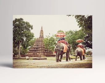 Ayutthaya Thailand Ancient Temple PETA Approved Eco Leather Canvas Single or Triptych Art