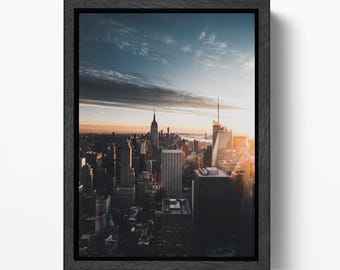 New York City Skyline Sunset PETA Approved Eco Leather Wall Art Decor