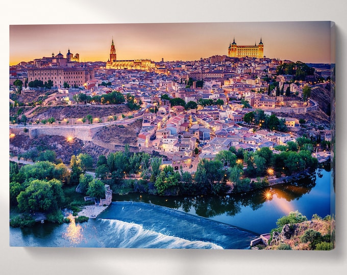 Toledo, Spain Canvas Eco Leather Print, Made in Italy!