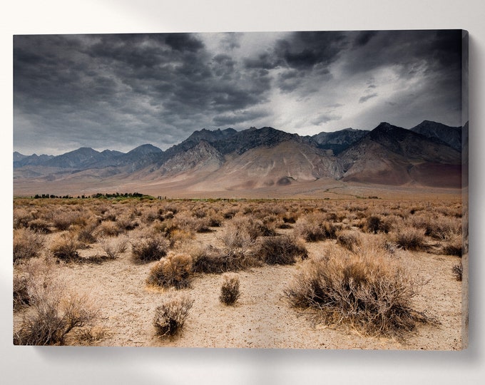 Dark Clouds Death Valley Wall Art Canvas Eco Leather Print, Made in Italy!