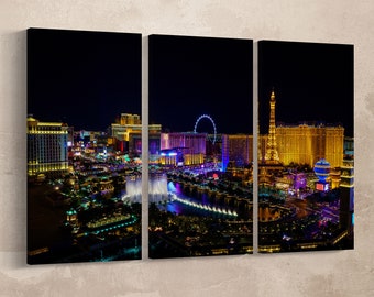 Las Vegas strip at night Leather Print/Extra large print/Multi Panel Print/Wall Art print/Wall decor print/Las Vegas/Better than Canvas!