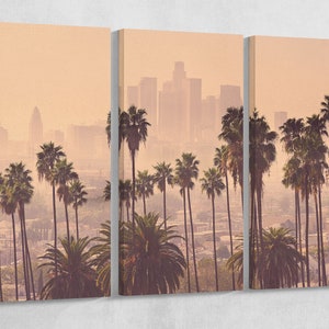 LA Palms Soft Tone Leather Print/LA Multi Panel Print/Extra Large Print/Multi Pieces Print/Wall Art/Wall Decor/Better than Canvas!
