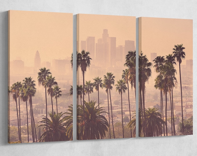 LA Palms Soft Tone Leather Print/LA Multi Panel Print/Extra Large Print/Multi Pieces Print/Wall Art/Wall Decor/Better than Canvas!