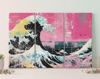 Great Wave Off Kanagawa Pink Punk Vegan Eco Leather Print