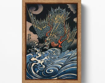 Dragon Rising Kuniyoshi Japanese Ukiyo-e Wall Art Eco Leather Reproduction Canvas
