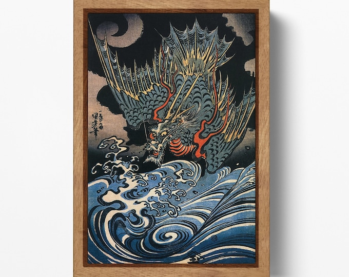 Dragon Rising Kuniyoshi Japanese Ukiyo-e Wall Art Eco Leather Reproduction Canvas