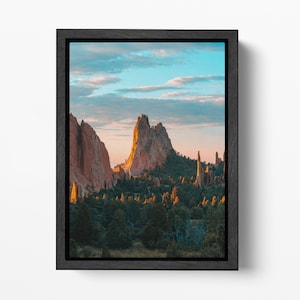 Garden of the Gods, Colorado Springs framed canvas wall art eco leather print, Made in Italy!