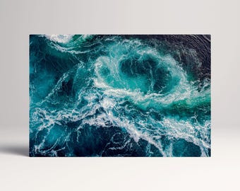 Ocean Waves Sea Foam PETA Approved Eco Leather Canvas Multi Panel Wall Art