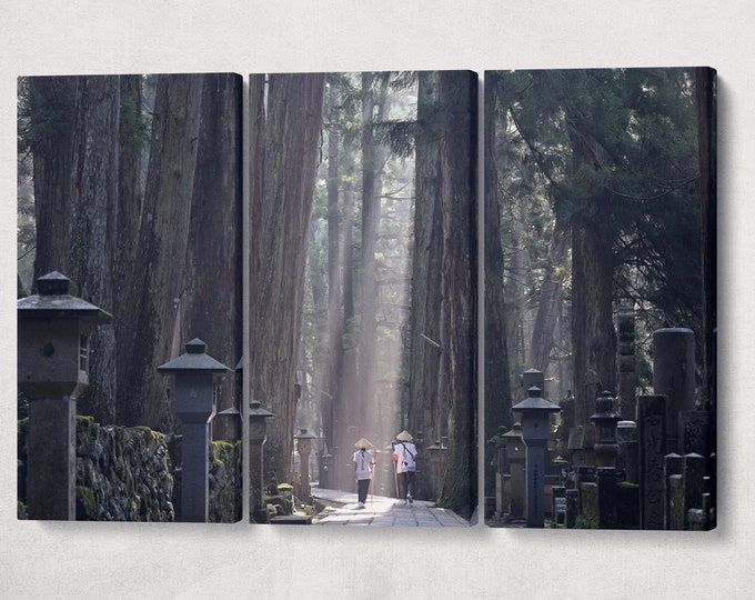 Koyasan Temple pathway canvas eco leather print