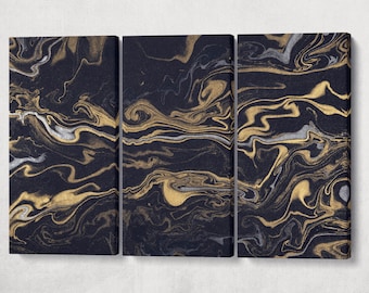 Luxe Gold Silver Marble PETA Approved Faux Leather Canvas Wall Art