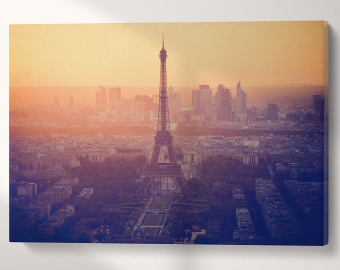 Tour Eiffel Vintage Filter Canvas Eco Leather Print, Made in Italy!