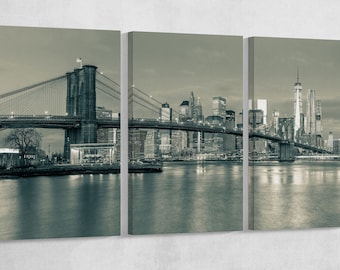 Brooklyn Bridge Sepia Tones Eco Leather Wall Art Frame