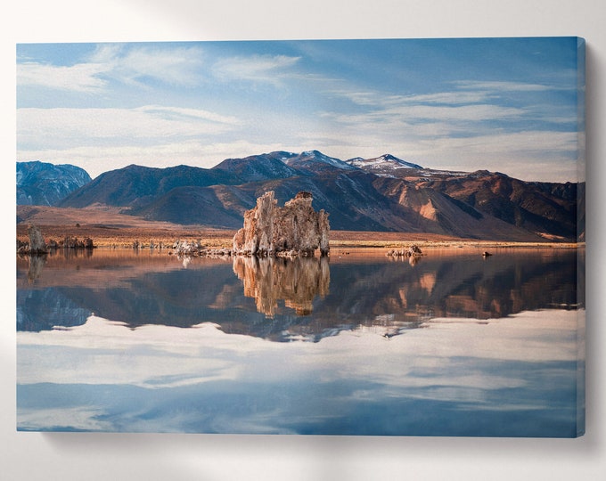 Mono Lake California Wall Art Framed Canvas Eco Leather Print, Made in Italy!