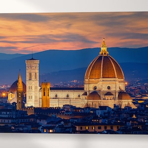 Twilight at Florence Duomo Leather Print/Extra Large Print/Multi Panel Print/Large Wall Art/Large Wall Decor/Better than Canvas!