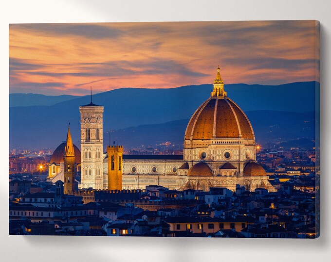 Twilight at Florence Duomo Leather Print/Extra Large Print/Multi Panel Print/Large Wall Art/Large Wall Decor/Better than Canvas!