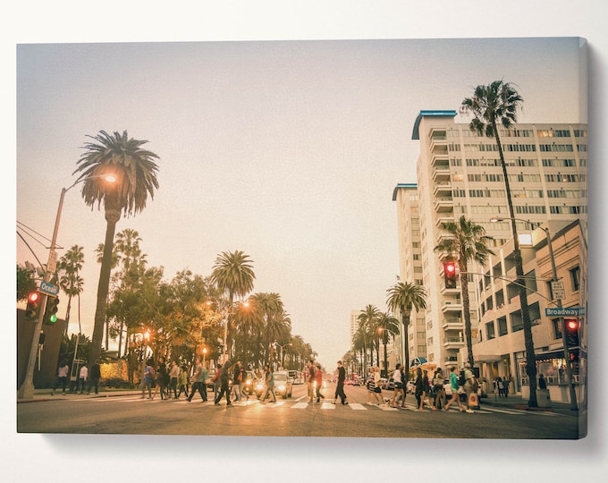 Santa Monica Ocean Ave Leather Print/Multi Panel Print/Extra Large Print/US cities Print/Better than Canvas!