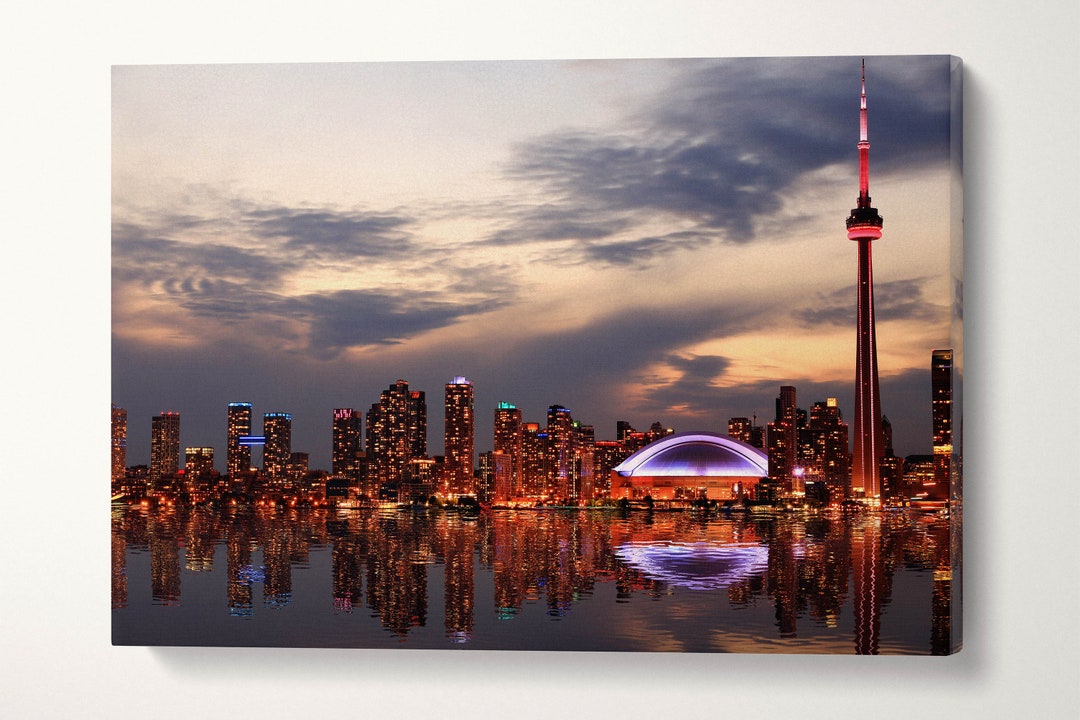 Toronto Skyline Wall Art Canvas Leather Print Etsy