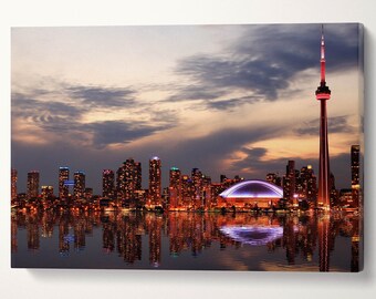 Toronto Skyline Wall Art Canvas Leather Print