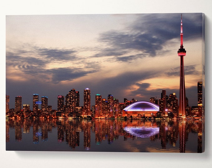 Toronto Skyline Wall Art Canvas Leather Print