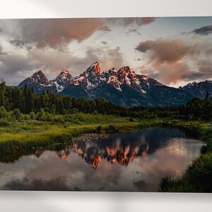 Grand Teton Nationalpark Wyoming USA At Dusk Eco-Leder Leinwanddruck, Hergestellt in Italien!