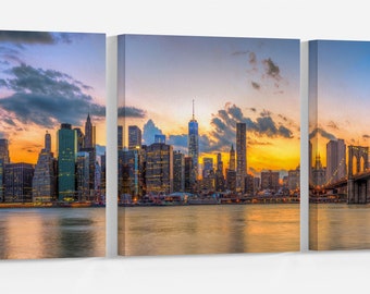 Brooklyn Bridge NYC Skyline PETA Approved Eco Leather Canvas Wall Art