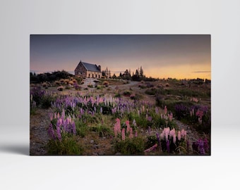 Church of the Good Shepherd Print on PETA-Approved Vegan Leather, New Zealand Wall Art