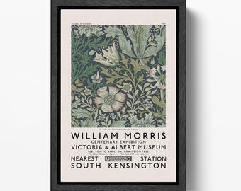 William Morris Floral Art PETA Approved Eco Leather Single Panel Framed Wall Art